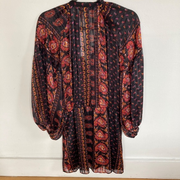 Zara Paisley Floral Print Blouson  Mini Dress size M. NWT - Picture 7 of 9
